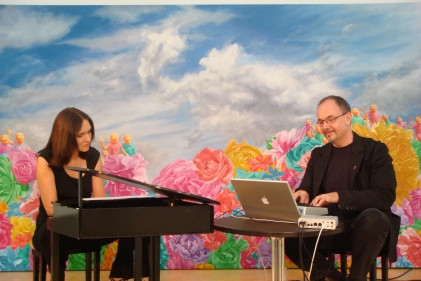 Isabel rehearsing with Karlheinz Essl